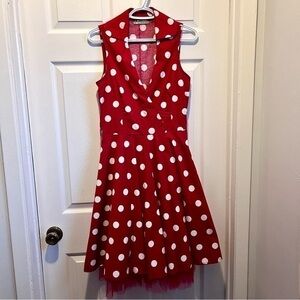 Rinascimento polka dot dress vintage tulle rockabilly red white v Women Small